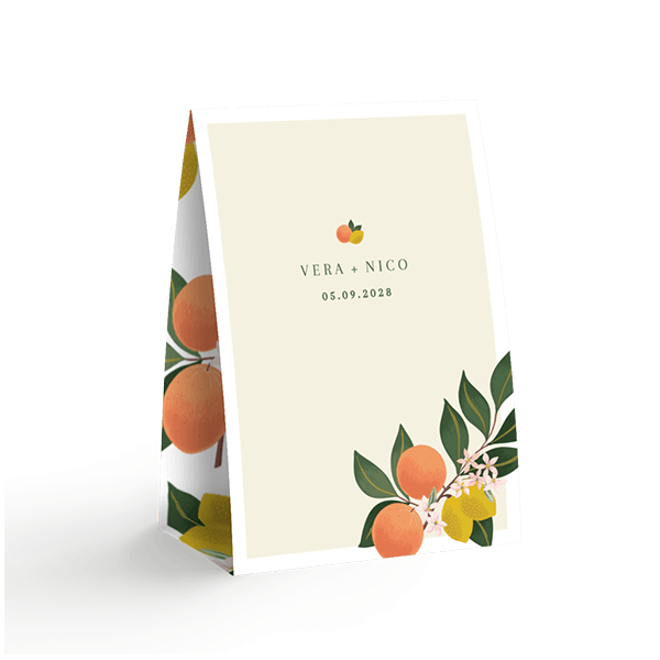 Faire-part de mariage  acidulé en forme de chevalet