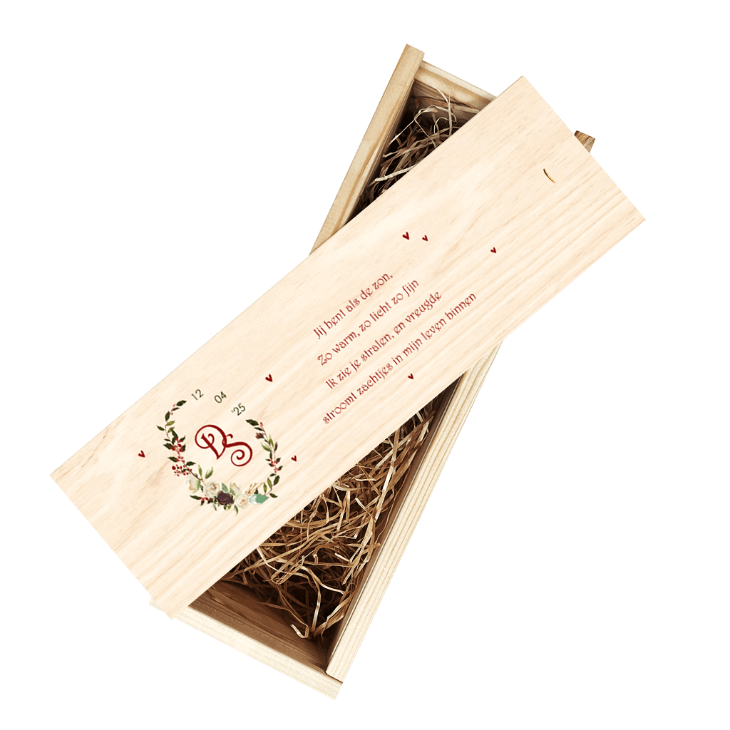 Wijnkist kerstbedankje met gedicht