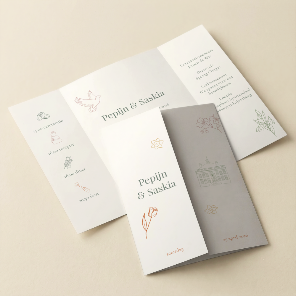 Uitnodiging Bloemen Getekend Theatervouw Pepijn Saskia