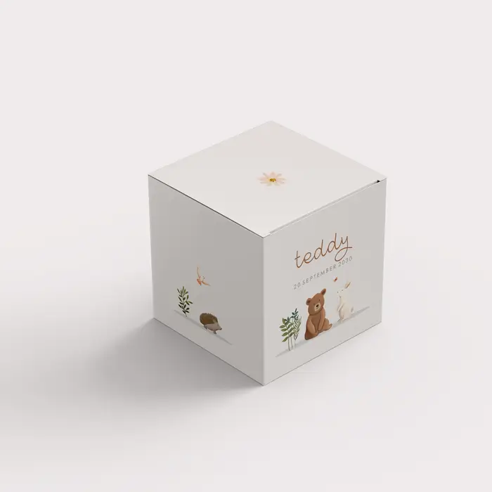 Doopsuiker doosje met bosdieren 