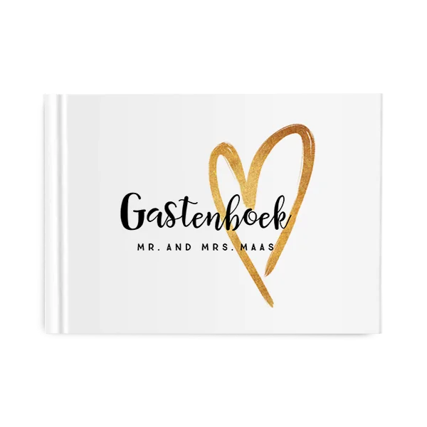 Gastenboek bruiloft met gouden hart