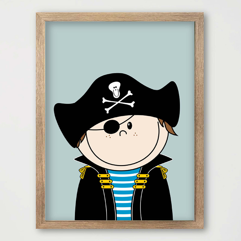 Poster piraat met naam – stoere kinderkamerdecoratie