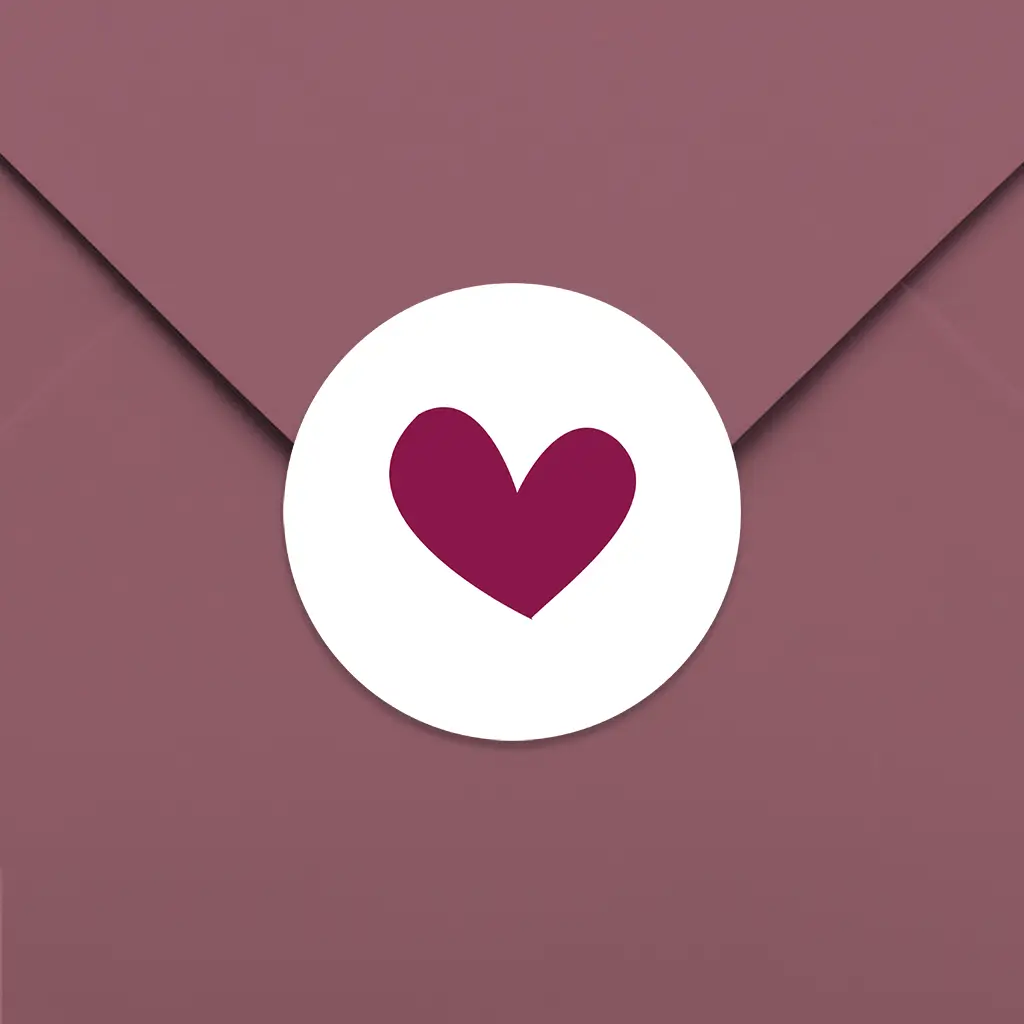 Sluitsticker met paars hartje - per 25 stuks