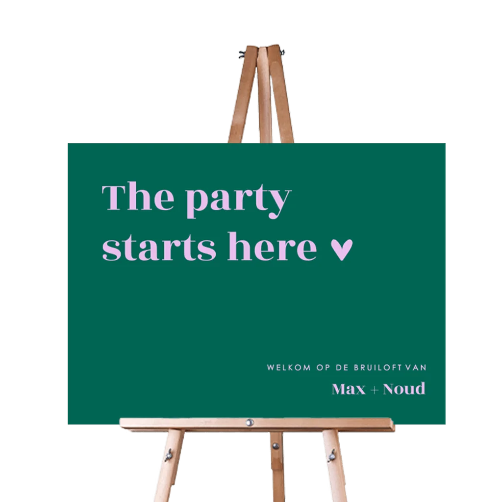 Hip bruiloftsbord met colourblocking donkergroen en lila