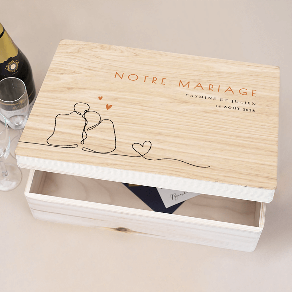 Boîte à souvenirs avec dessin d'un couple