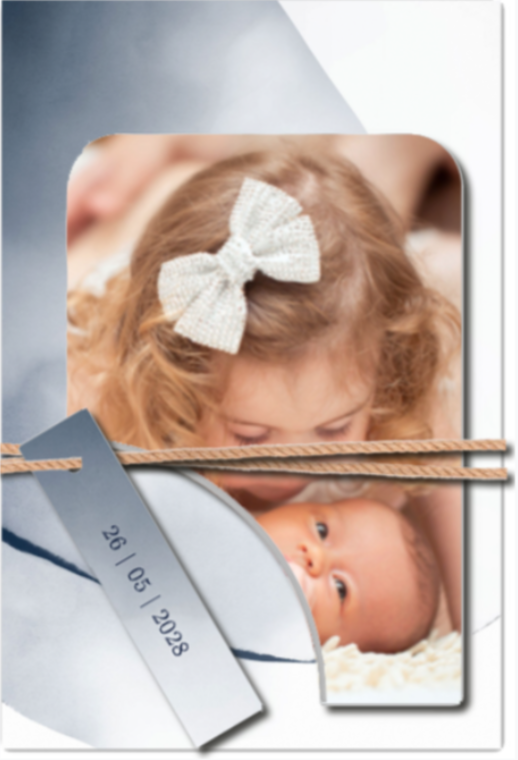 Label geboortekaartje jongen met label en foto