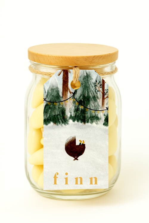 Label winterbos wiegje lampjes sneeuw | 18 stuks