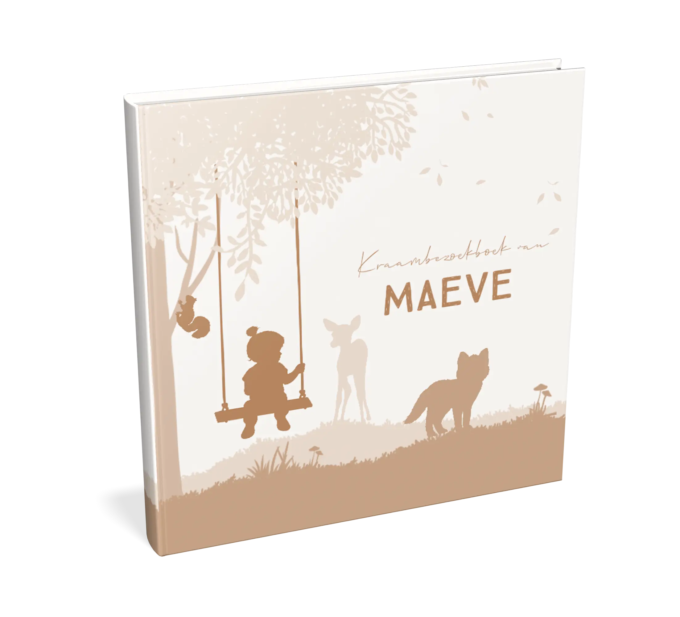Kraambezoekboek met silhouetje meisje en bosdieren