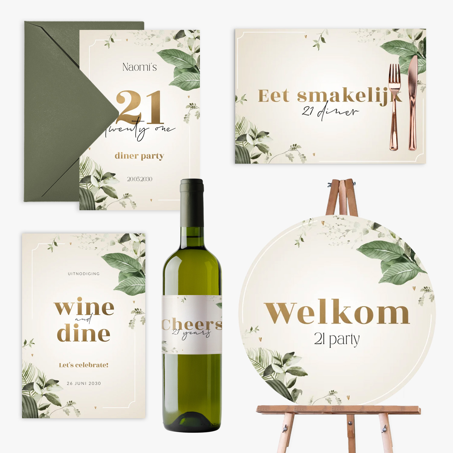 doorlink 21 diner set leaves and gold