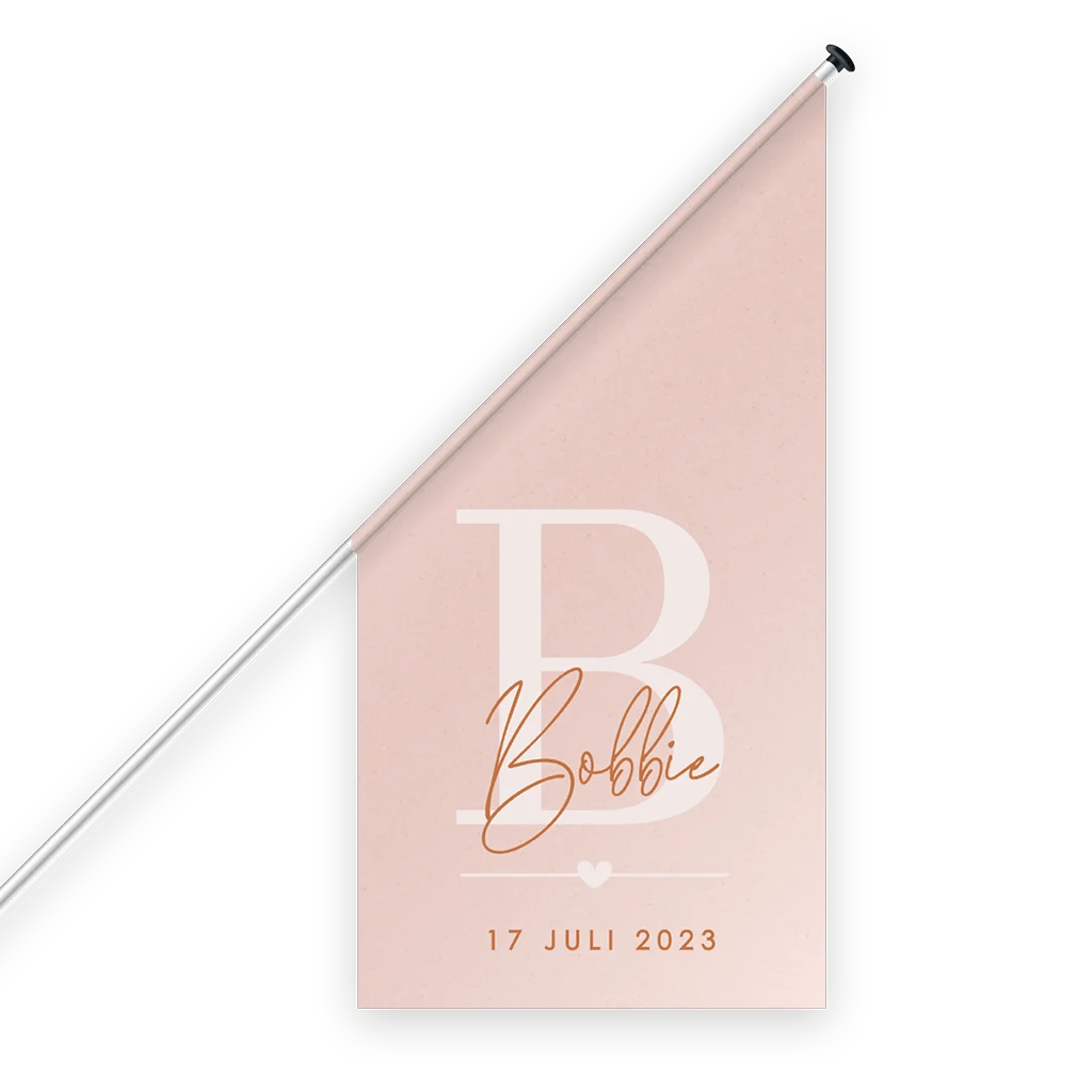 Roze geboortevlag voor meisje met initiaal