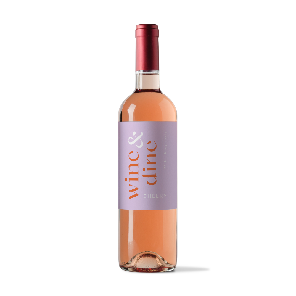 Wine & dine flesetiket 21 diner birthday party - 5 stuks
