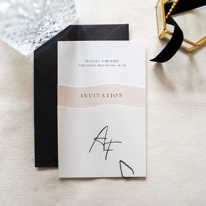 Trouwkaart uitnodiging black tie