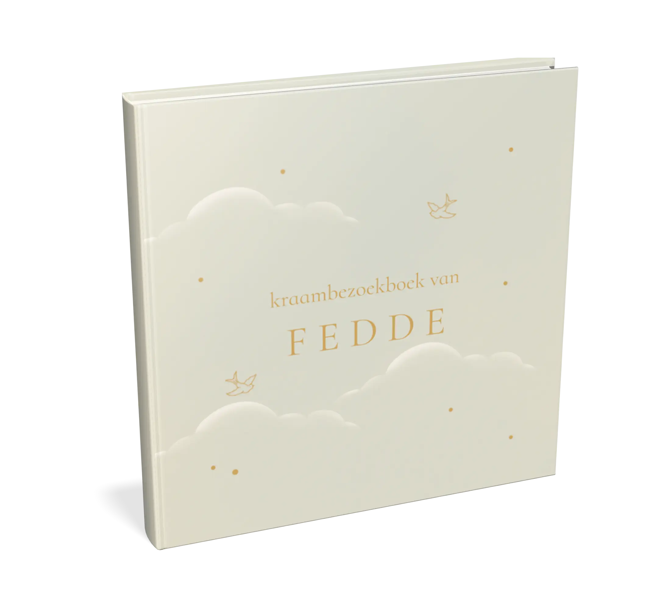 Kraambezoekboek groen met wolken en vogeltjes