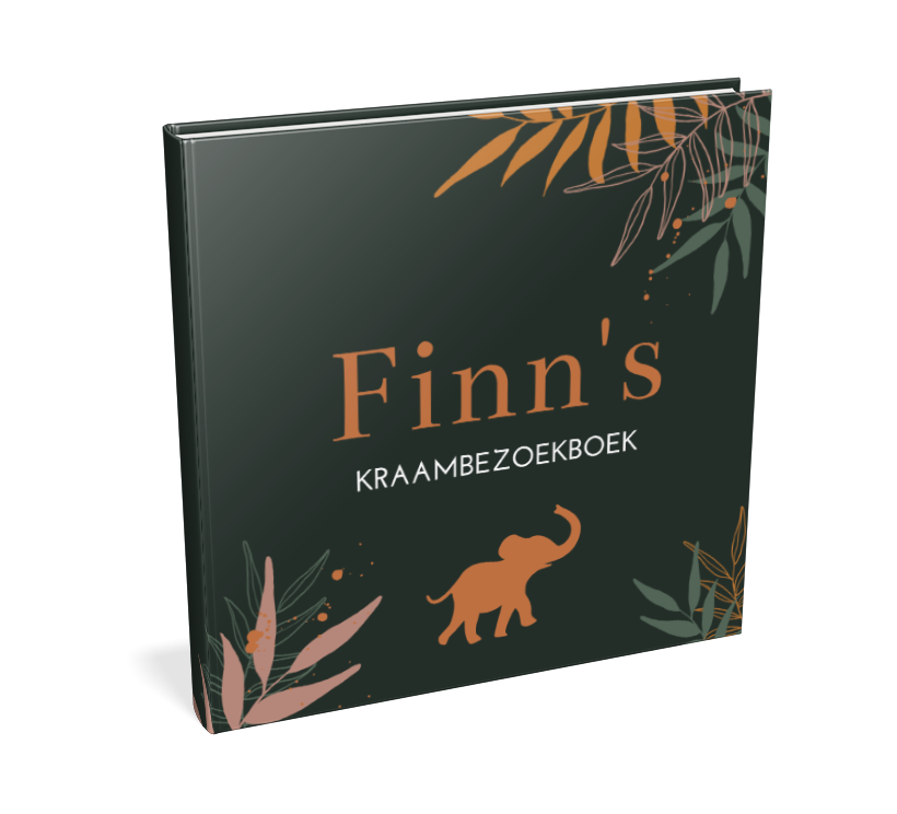 Kraambezoekboek donkergroen met olifantje