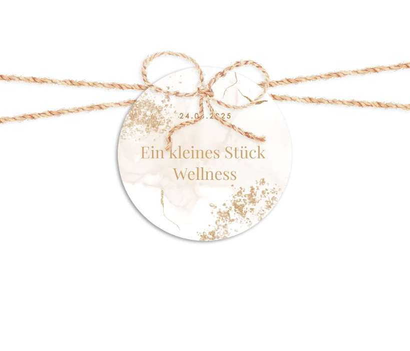 Anhänger für Seife als Hochzeitsgastgeschenk mit Goldtupfern