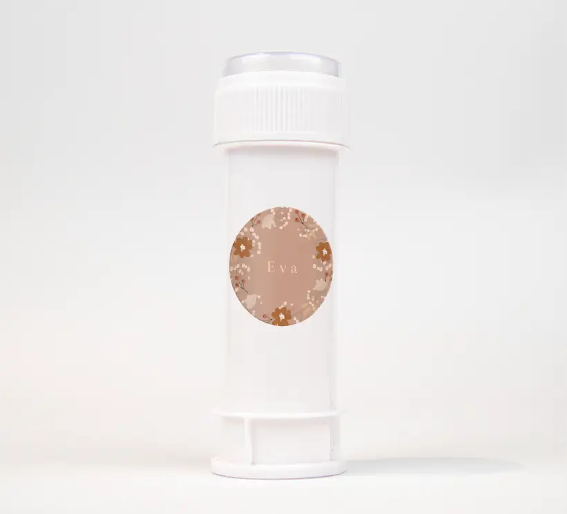 Oudroze naamsticker voor meisjes met bloemenkrans - per 25 stuks