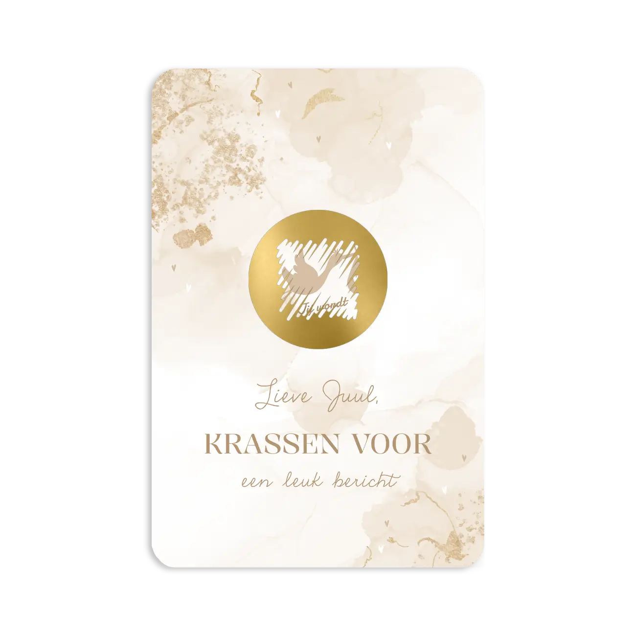 Zwangerschapsaankondiging kraskaart met sticker en ooievaar