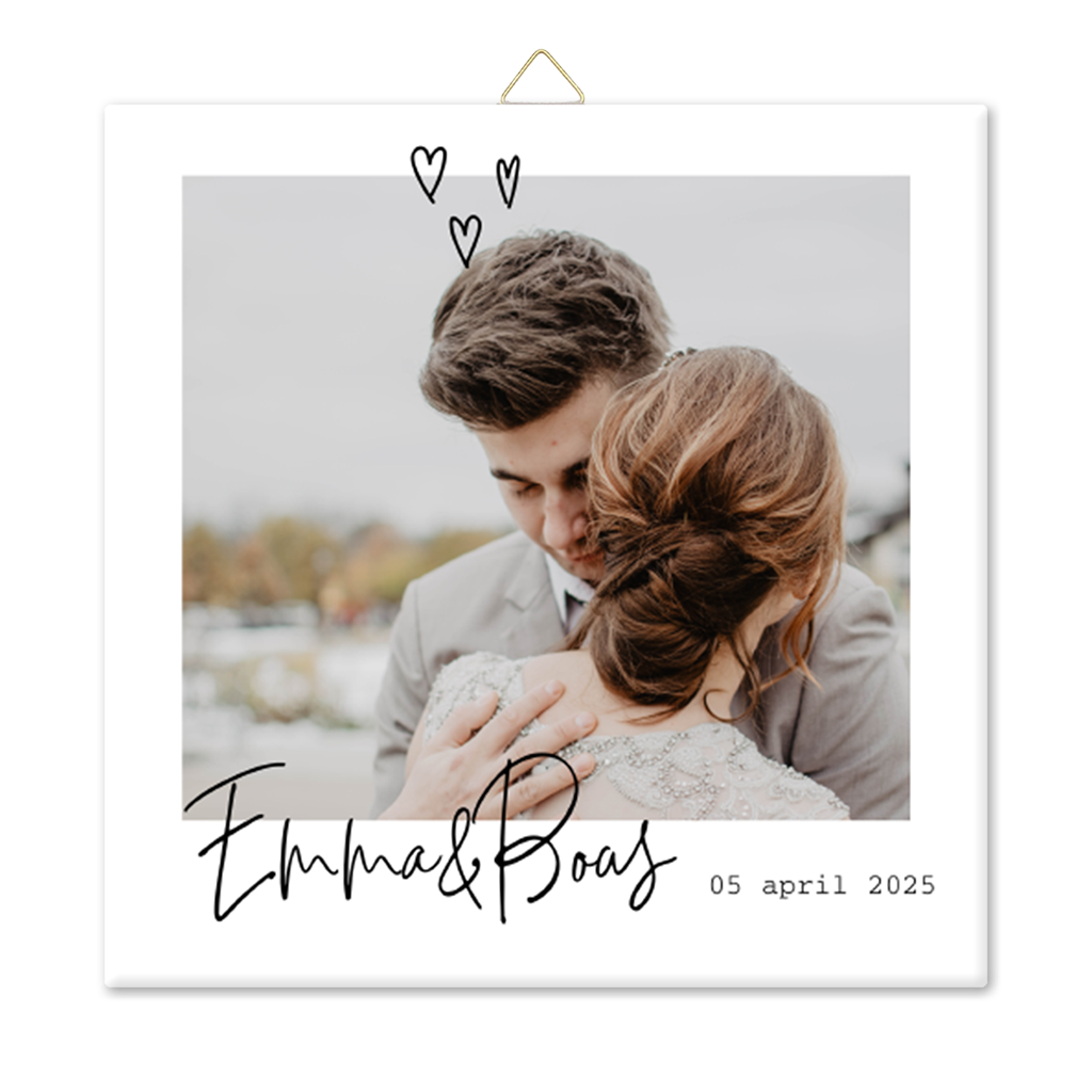 Keramiek tegeltje foto hartjes