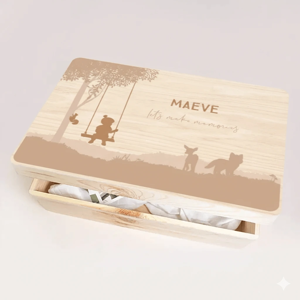 Memorybox met silhouetje en bosdieren