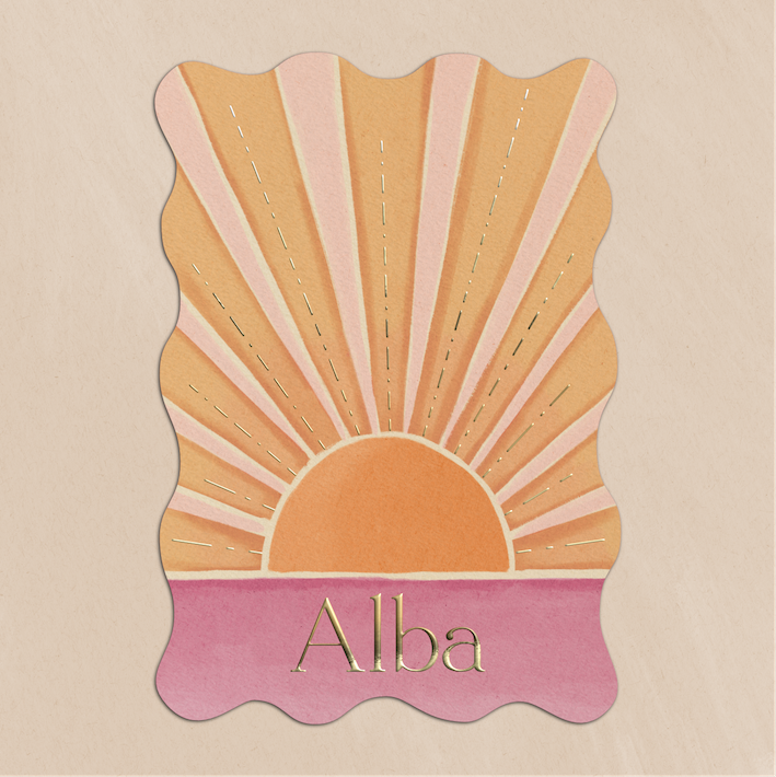 Geboortekaartje Golfvorm Zonnestralen Roze Oranje