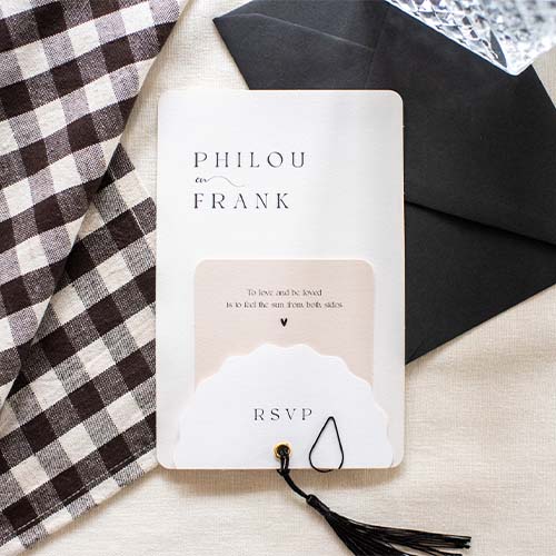 Trouwkaart set black tie thema