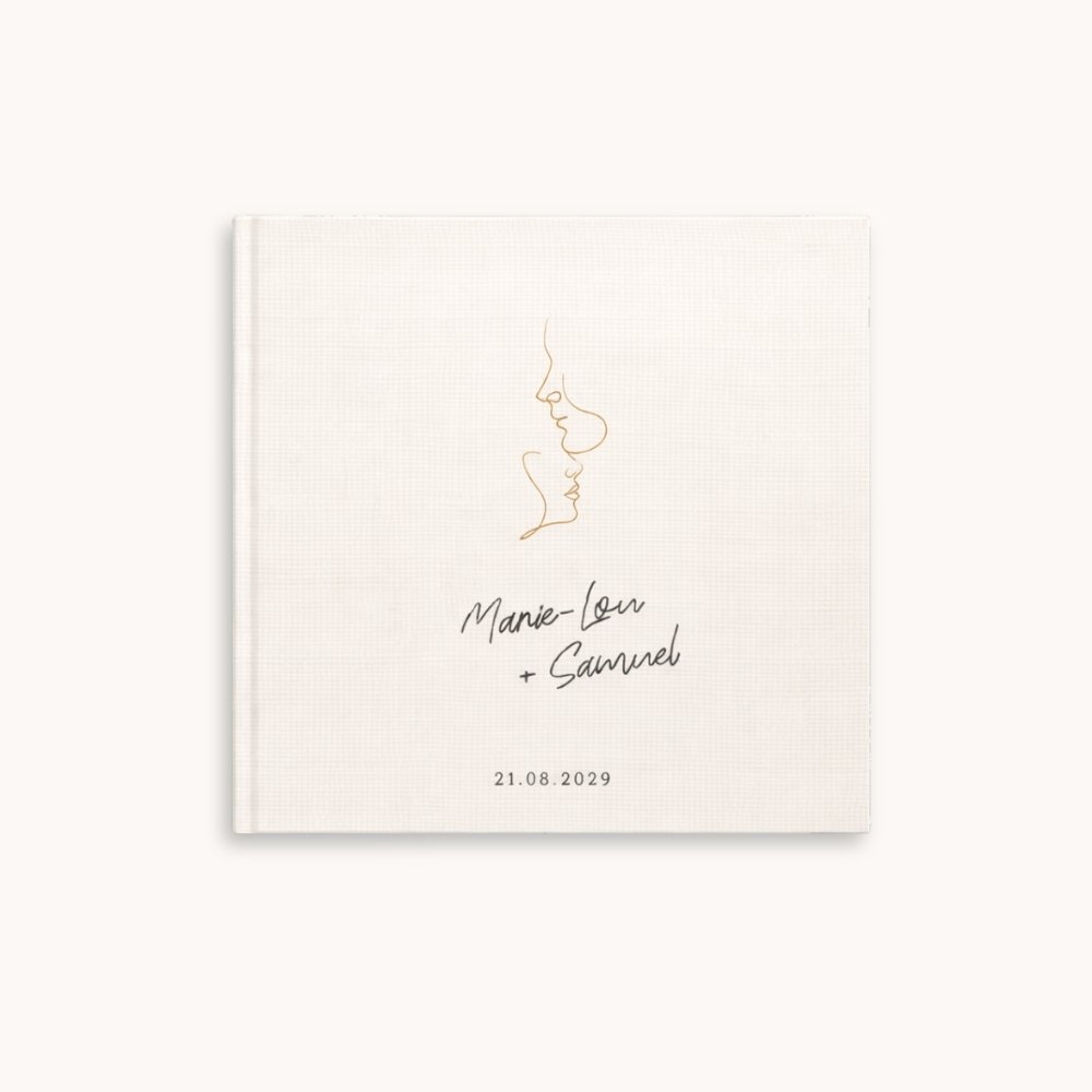 Gastenboek lijntekening gezichten beige