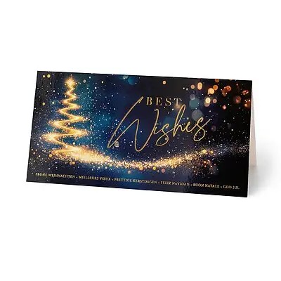  Geschäftliche Weihnachtskarte Lichterglanz als Weihnachtsbaum Querformat
