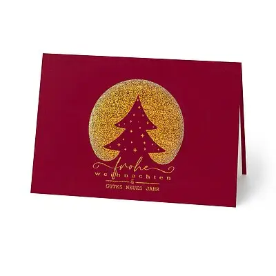 Geschäftliche Weihnachtskarte Tanne in Mondlicht 