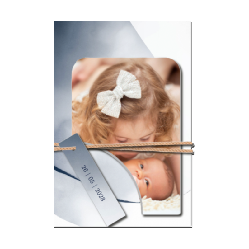 Label geboortekaartje jongen met label en foto