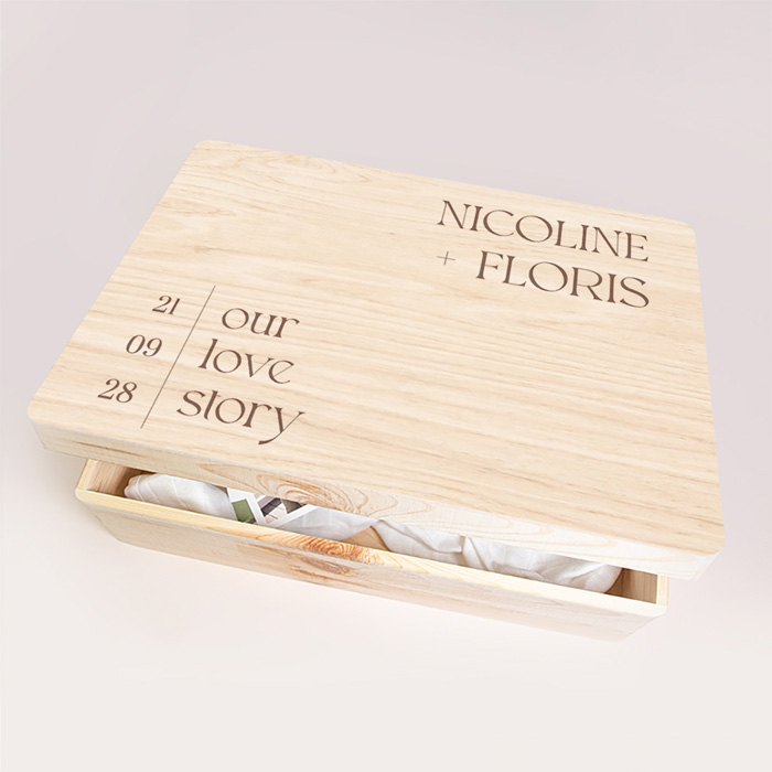 Bruiloft memorybox minimalistisch 