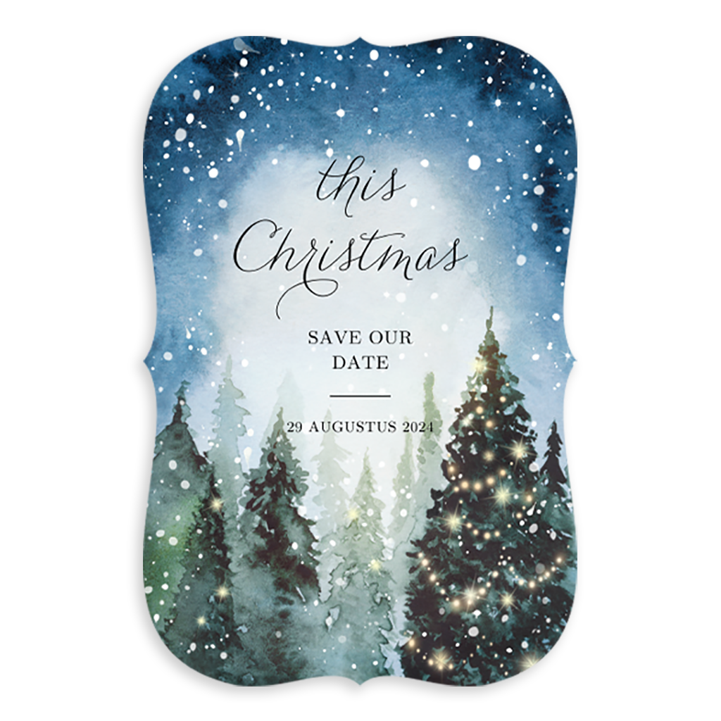 Chic Save the Date kerstkaart passend bij trouwkaart