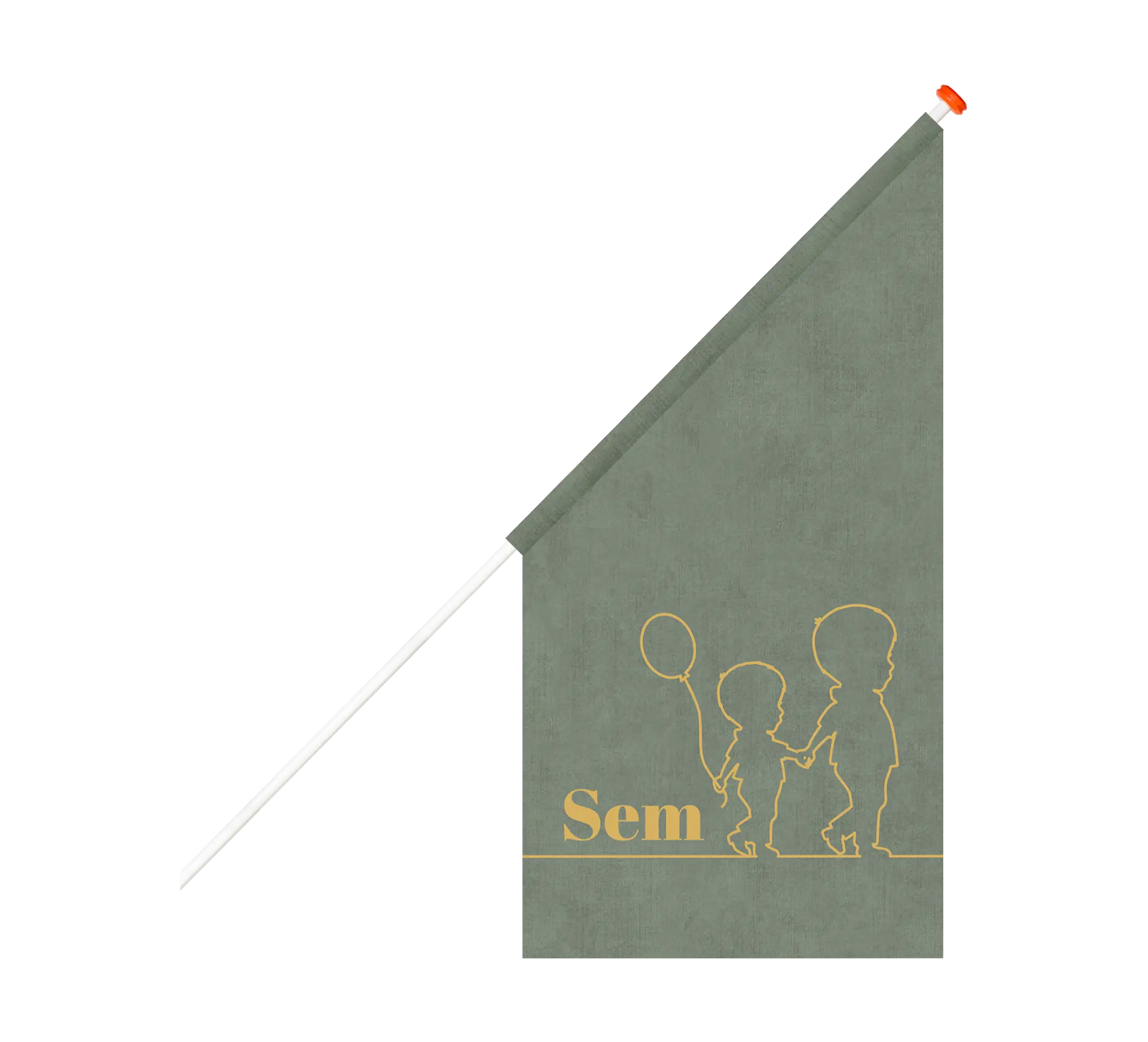 Groene geboortevlag met lijntekening broertjes