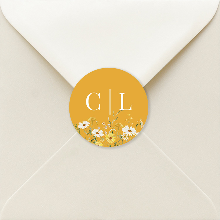 Sluitzegels huwelijk geel botanisch floral