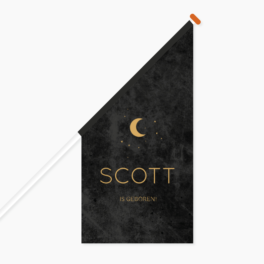 Vlag L Zwart Stoer Maantje