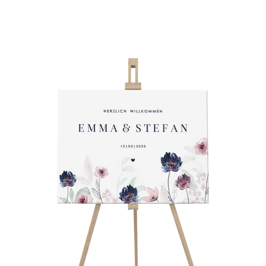 Willkommensschild Aquarell Blumen