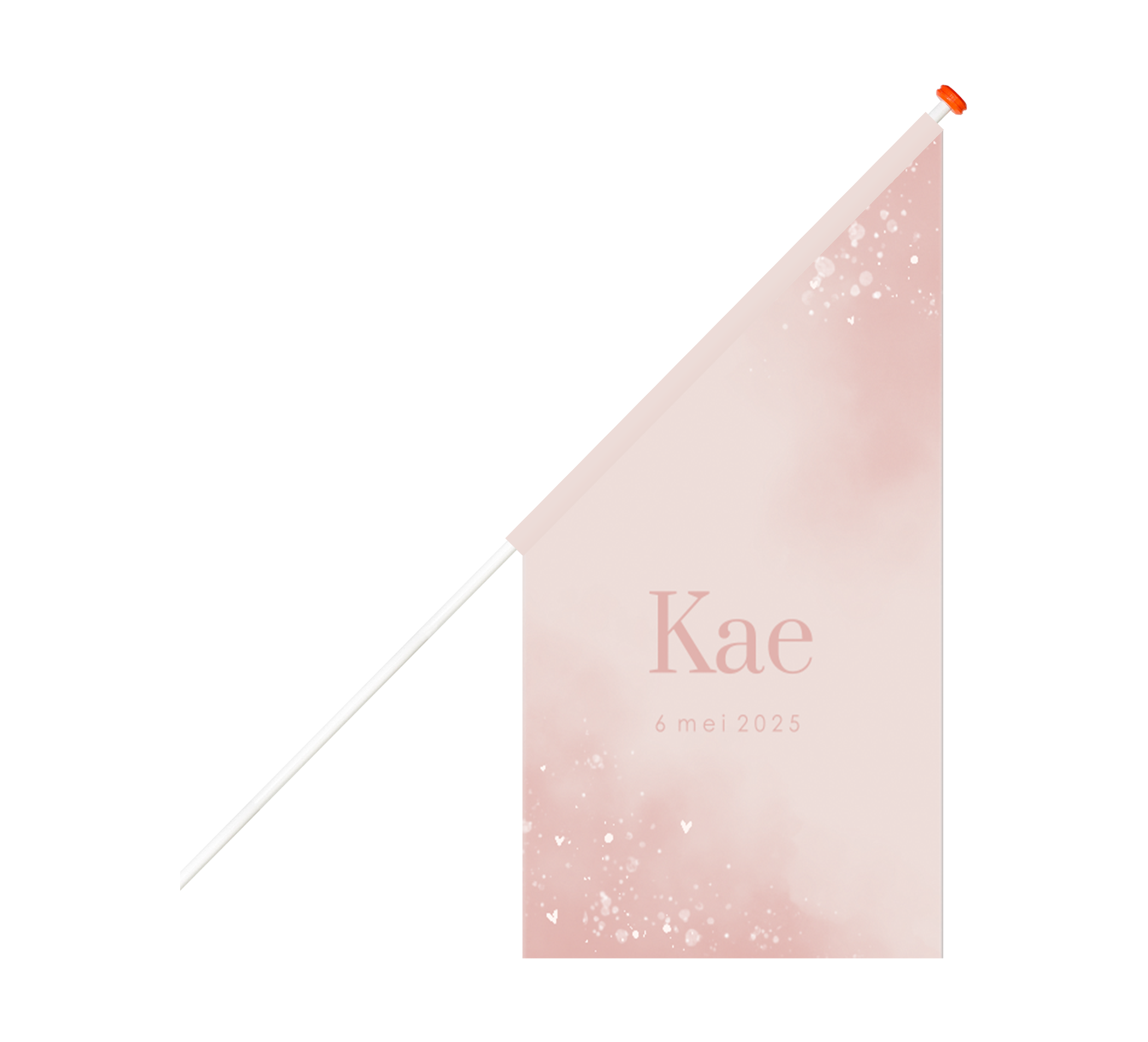 Geboortevlag roze met watercolour en hartjes