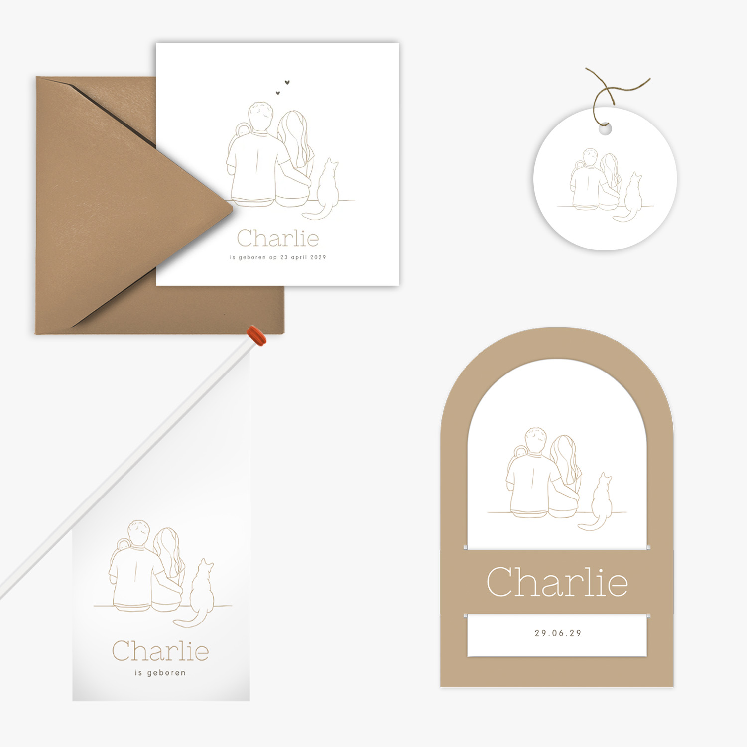 doorlink geboortekaartjes set the line of love