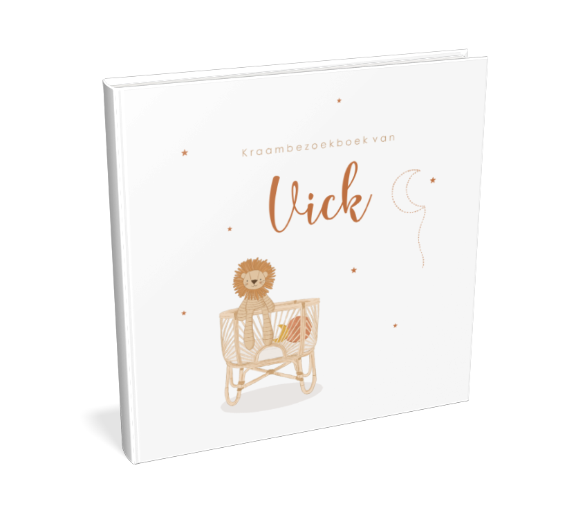 Kraambezoekboek zoon met illustratie wiegje