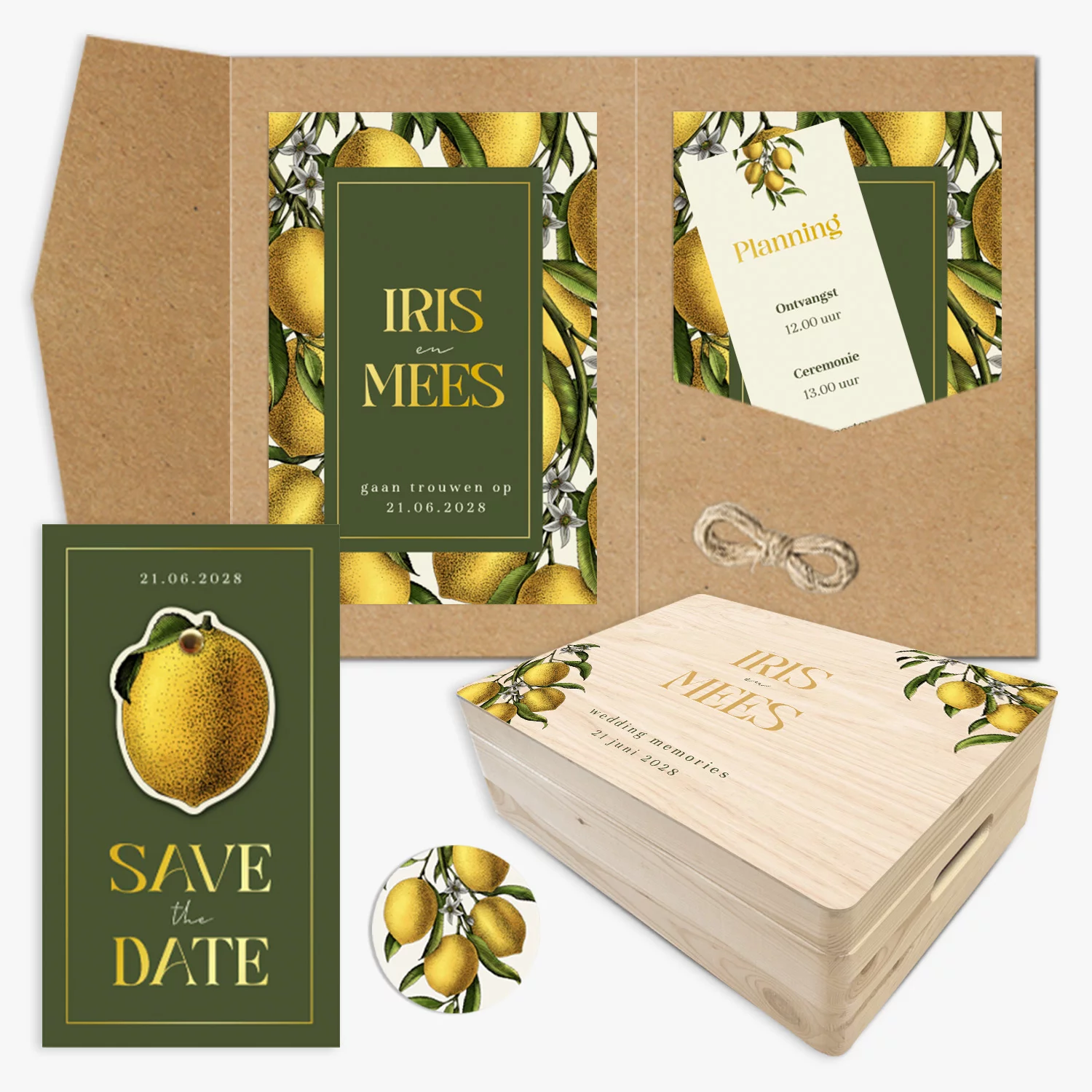 doorlink trouwkaarten set citroentjes