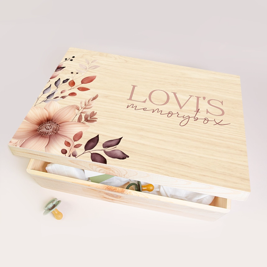 Memorybox met sierlijke bloemen