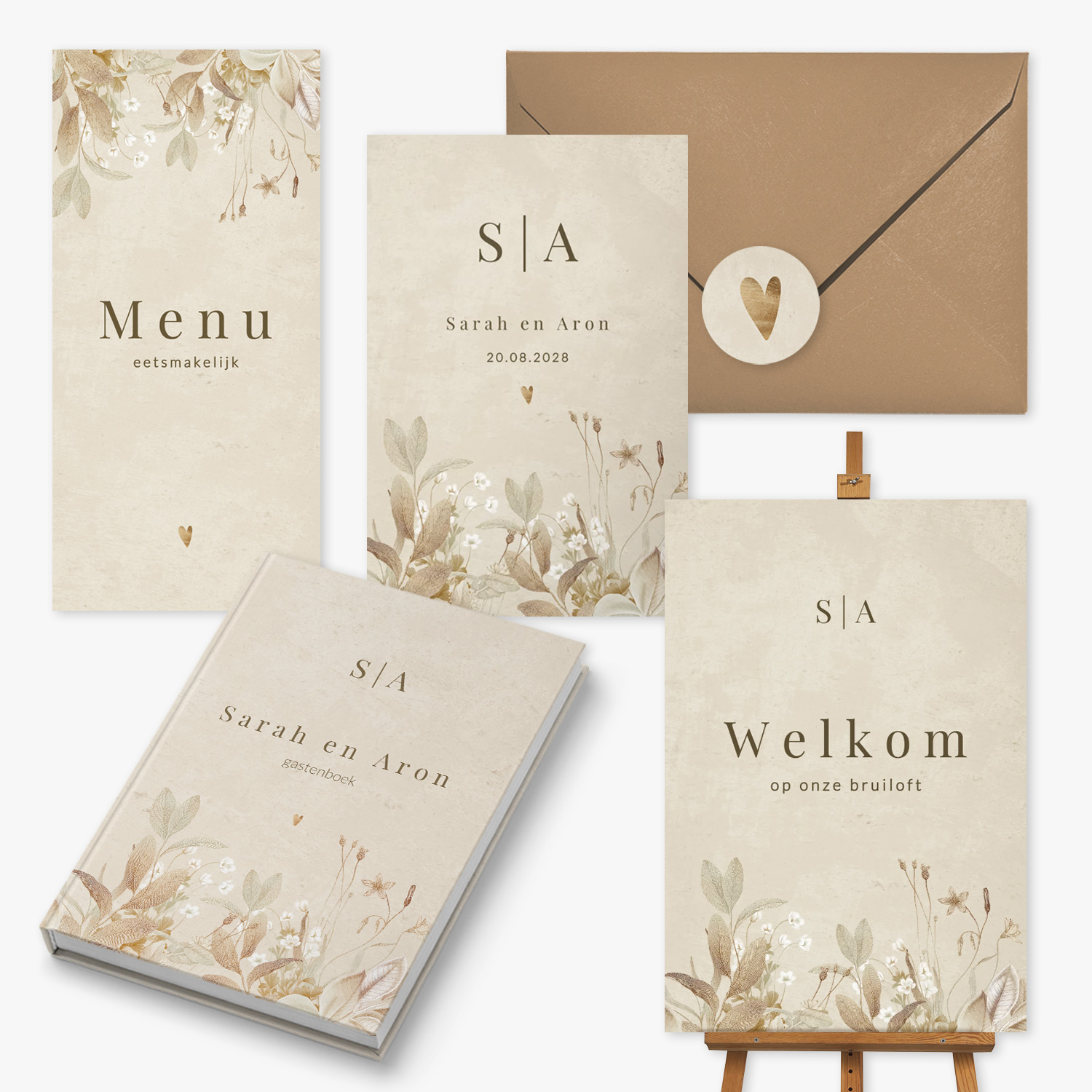 doorlink trouwkaarten set vintage floral