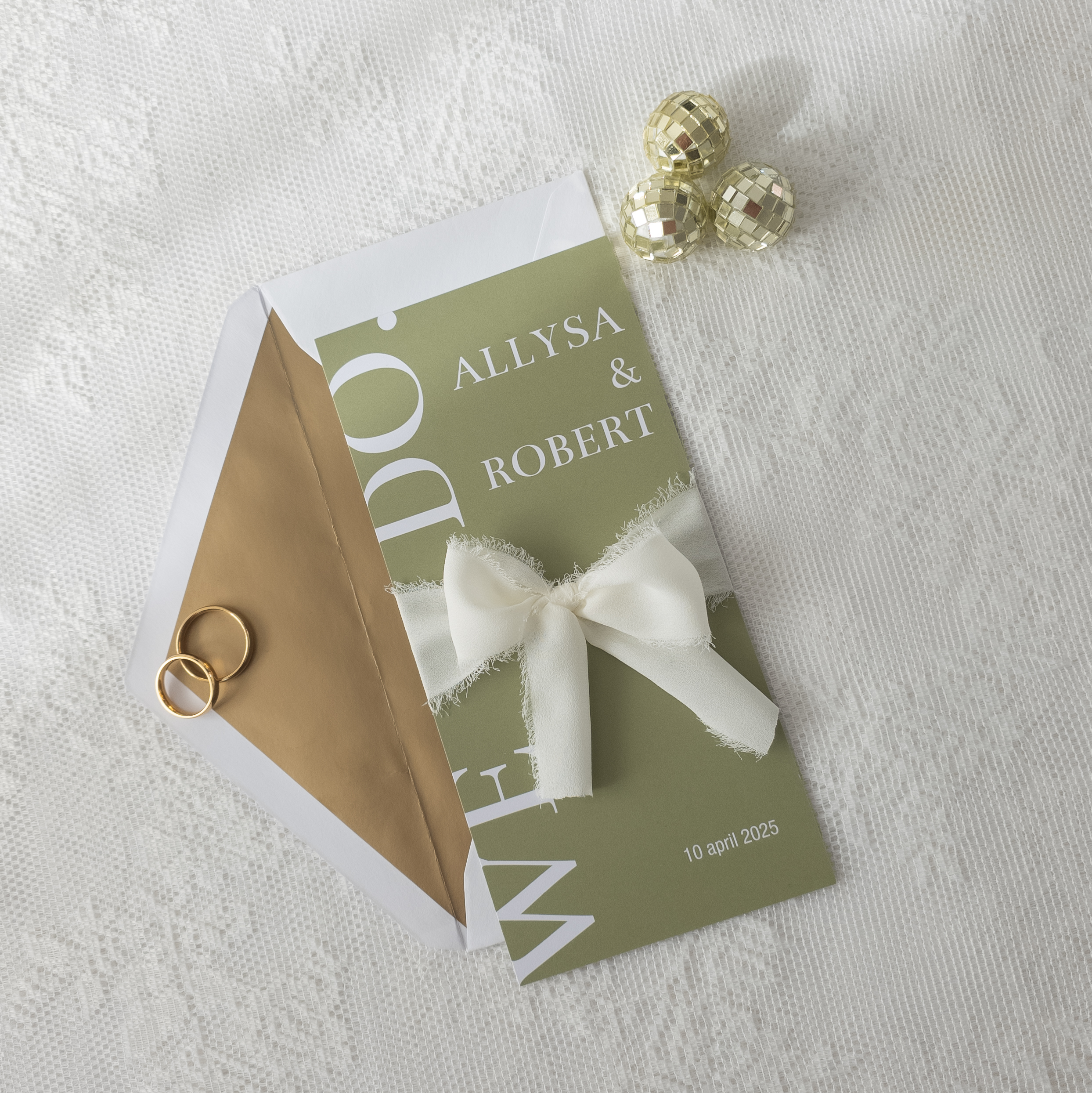 Trouwkaart groen minimalistisch