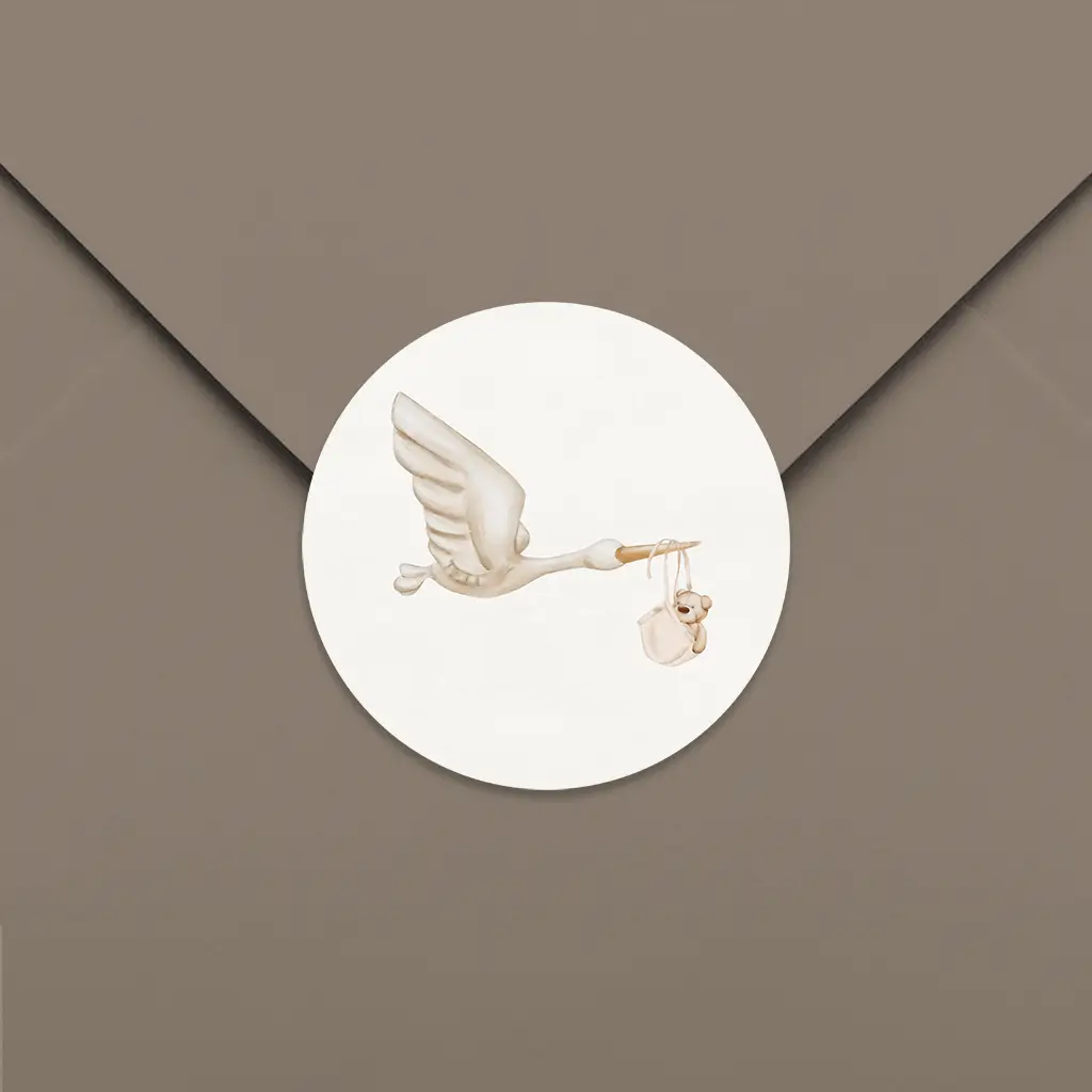 Sluitsticker met ooievaar - per 25 stuks