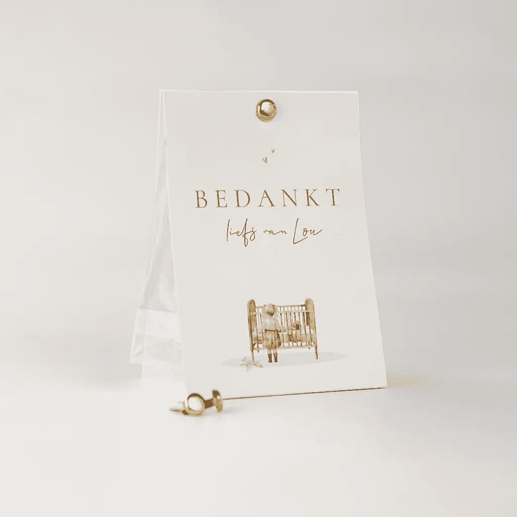 Doopsuiker snoepzakje met illustratie ledikant met grote zus