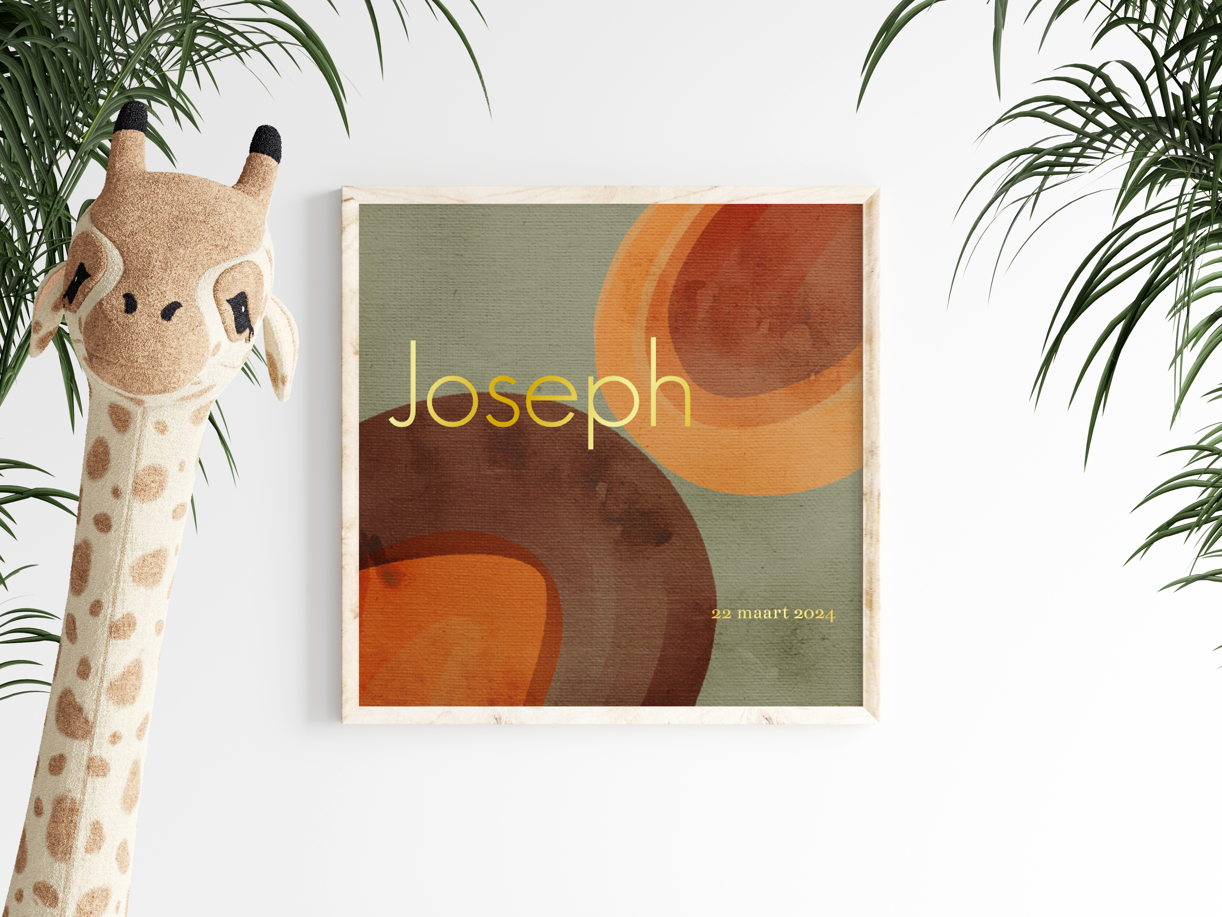 Geboorte poster vierkant verfstrepen op canvas