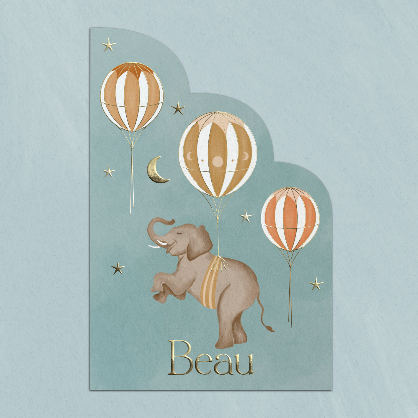 Geboortekaartje Unieke Vorm Olifant Luchtballonnen Blauw