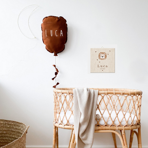 Geboortetegeltje jongen leeuw linnen