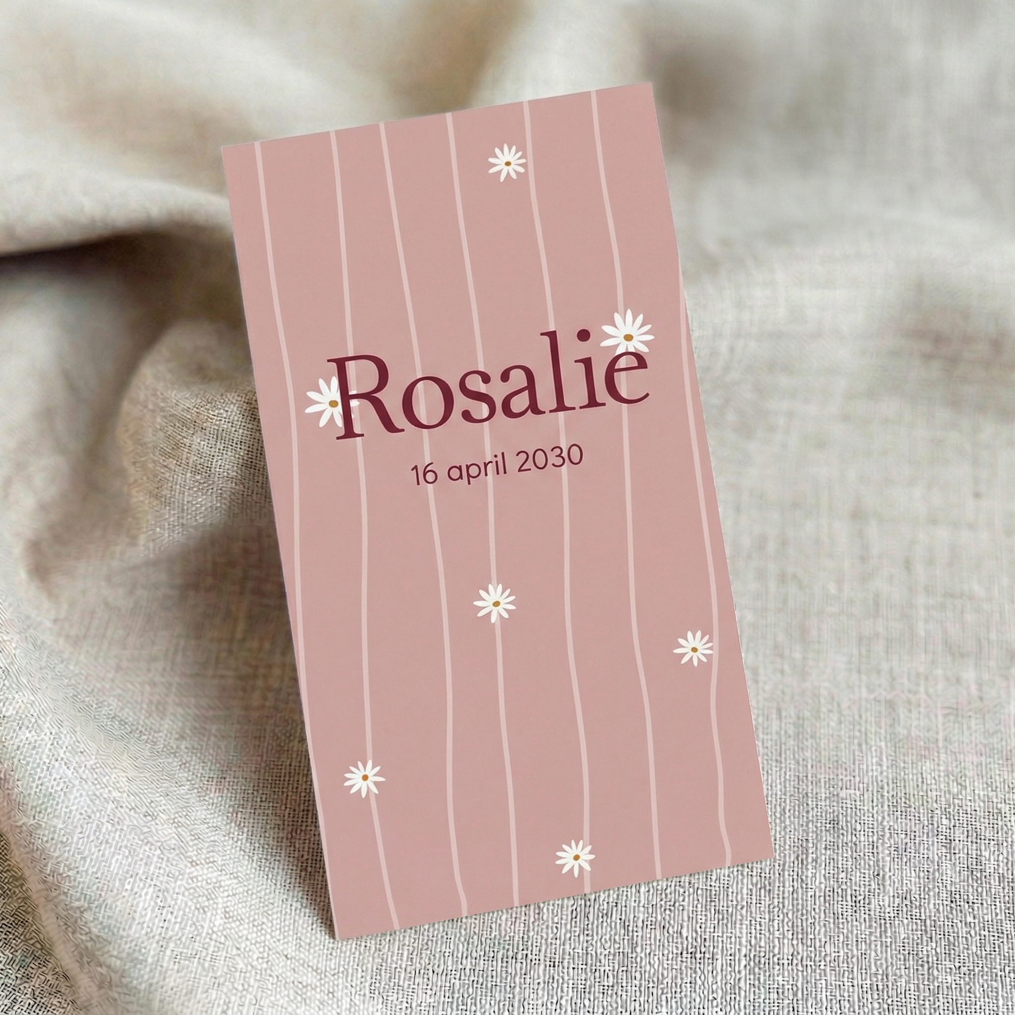 Geboortekaartje Meisje Madeliefjes Gestreept