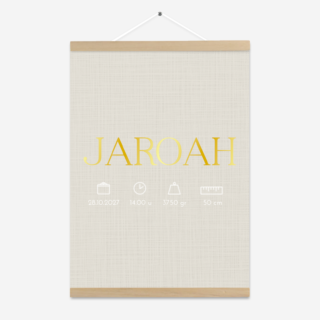 Poster beige linnen goudfolie jongen