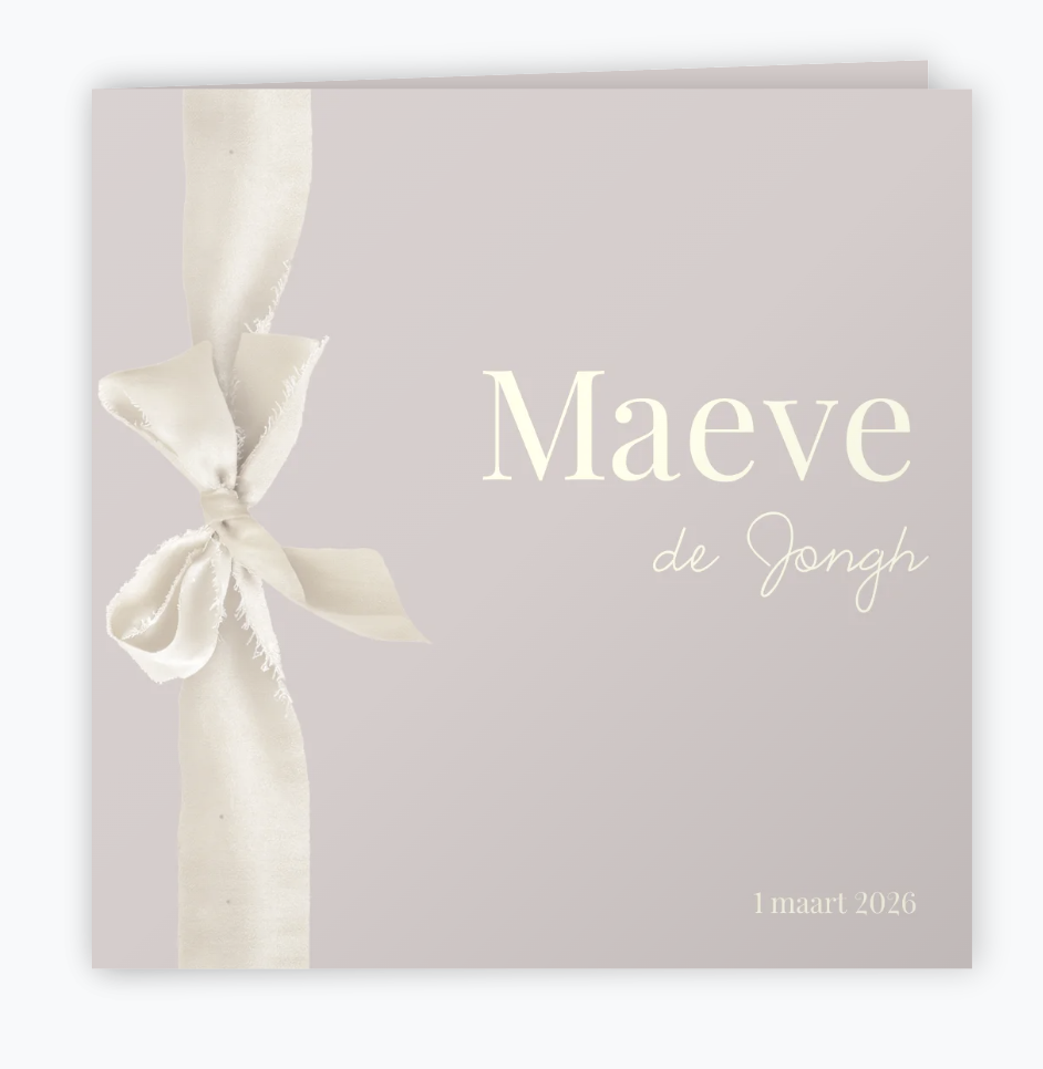 Lint geboortekaartje voor een meisje sweet-embrace